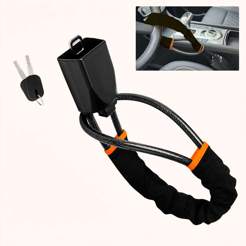 Jobim Driveway Defender steering wheel lock with keys